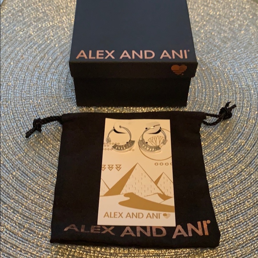 Alex and Ani Sterling Sliver Blue Lotus Hoops